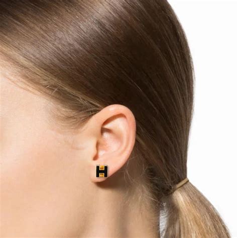 hermes mini pop h earrings black|hermes gold lacquer mini pop h.